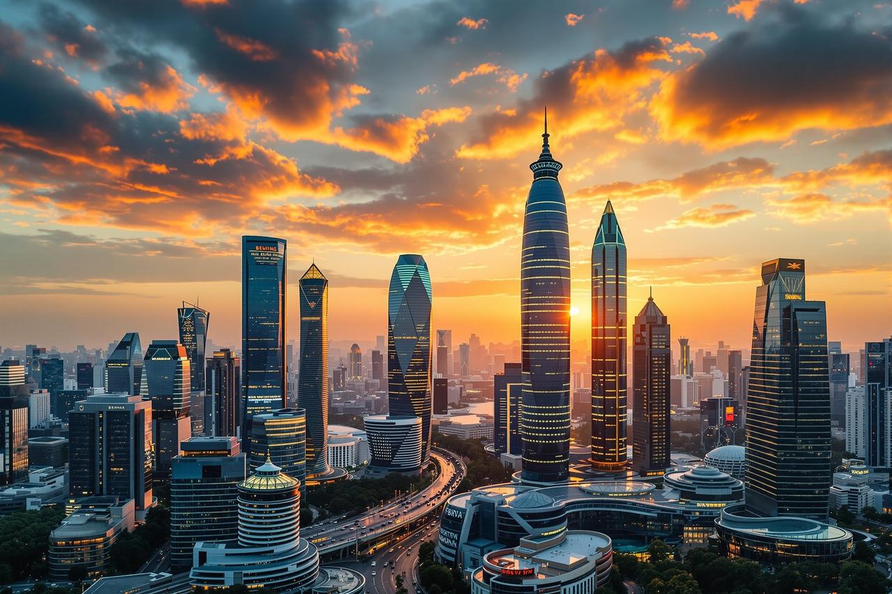 芒果影视总部所在北京CBD商务区城市天际线风景图